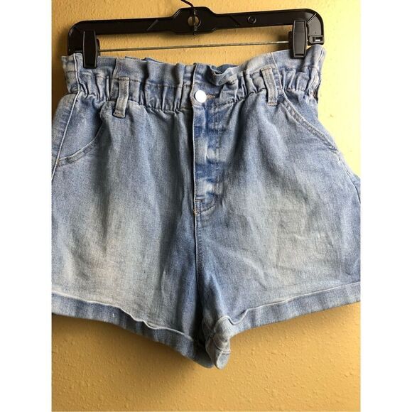 NO BOUNDARIES Paper Bag Waist Jean Shorts Size M (7-9) - Picture 3 of 9